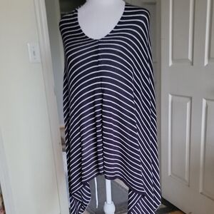 Lexi York Striped Black and White Poncho 100 Percent Bamboo
